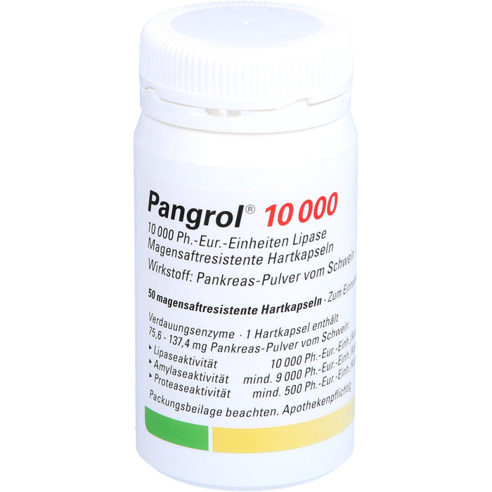 Pangrol 10 000, 10 000 Ph.-Eur.-Einheiten Lipase Magensaftresistente Hartkapseln, 50 pcs. Capsules