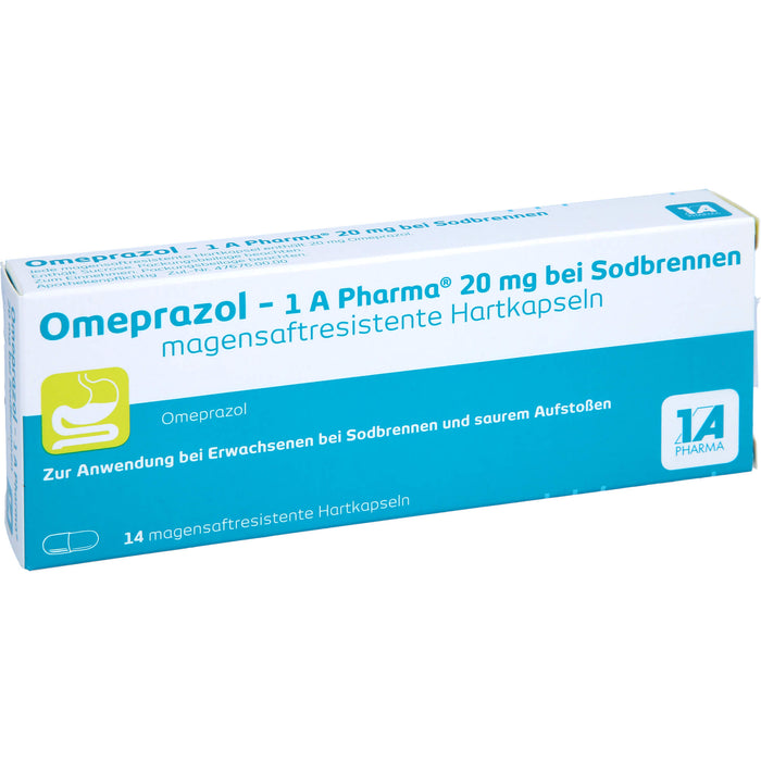 Omeprazol - 1 A Pharma 20 mg Hartkapseln bei Sodbrennen, 14 pcs. Capsules