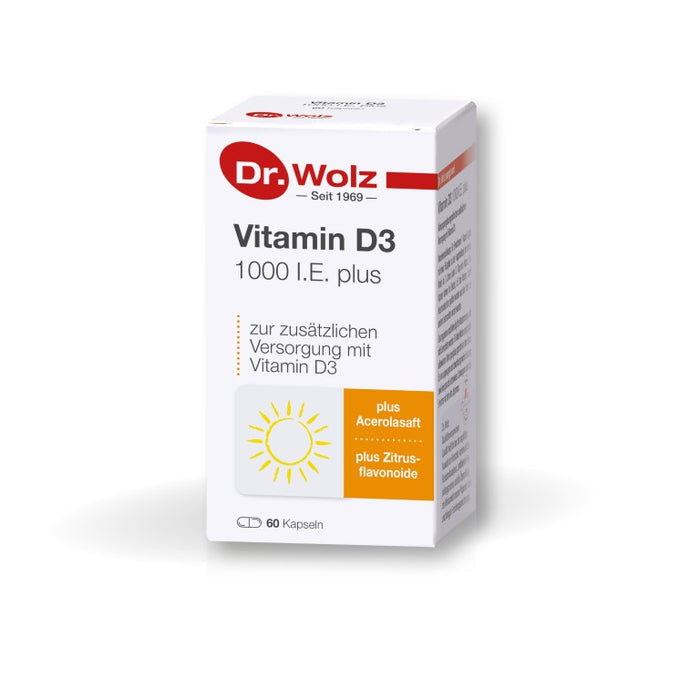 Dr. Wolz Vitamin D3 1000 I.E. plus Kapseln, 60 pc Capsules