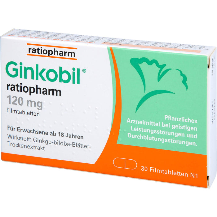 Ginkobil ratiopharm 120 mg Filmtabletten, 30 pcs. Tablets