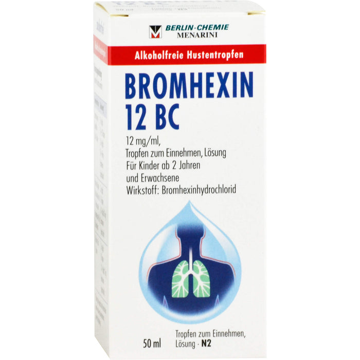 BERLIN-CHEMIE BROMHEXIN 12 BC 12mg/ml Tropfen alkoholfreie Hustentropfen, 50 ml Solution