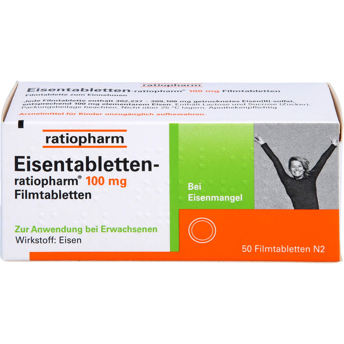 Eisentabletten-ratiopharm 100 mg Filmtabletten, 50 pc Tablettes