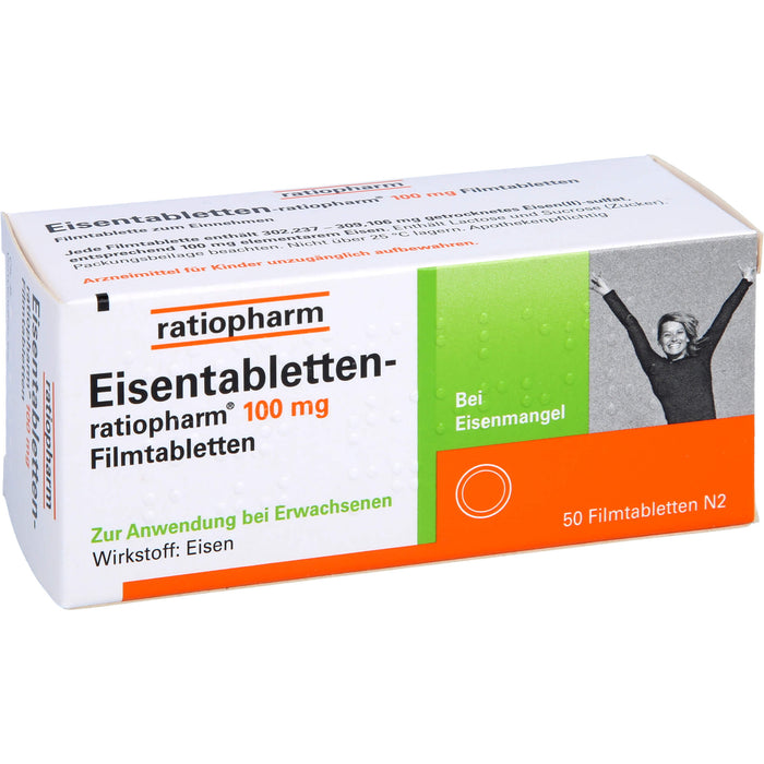 Eisentabletten-ratiopharm 100 mg Filmtabletten, 50 pc Tablettes