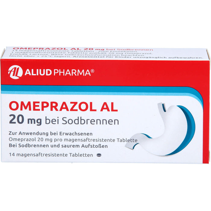 Omeprazol AL 20 mg Tabletten bei Sodbrennen, 14 pcs. Tablets