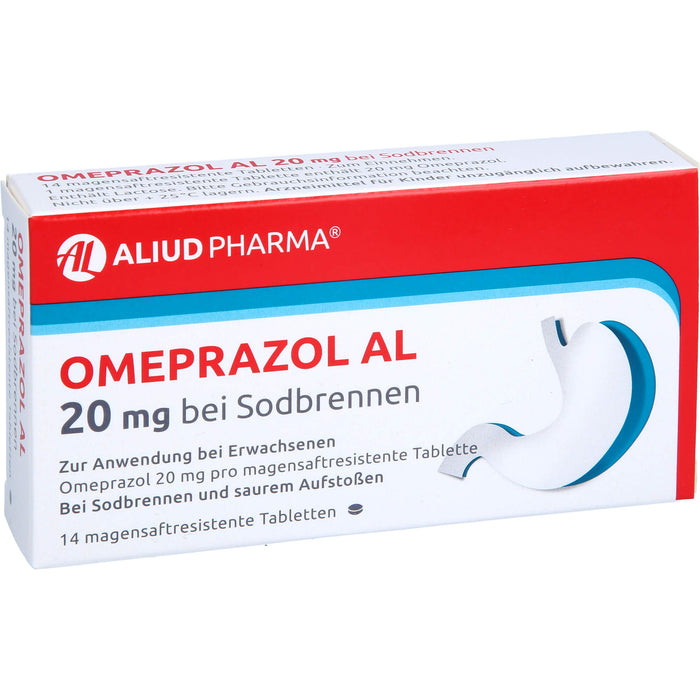 Omeprazol AL 20 mg Tabletten bei Sodbrennen, 14 pcs. Tablets