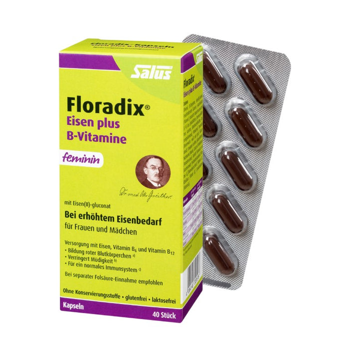 Floradix Eisen plus B-Vitamine feminin Kapseln, 40 pc Capsules