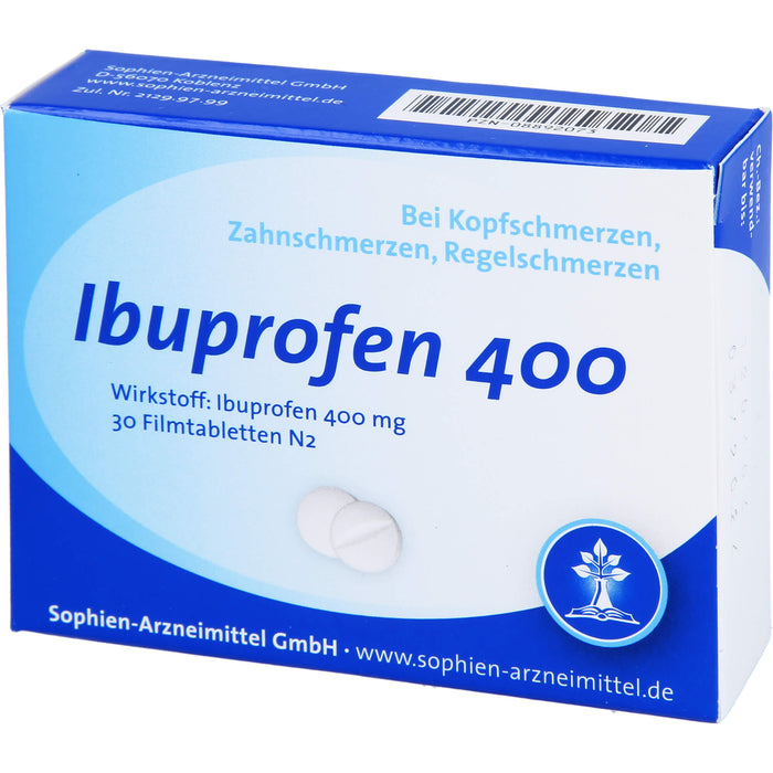 Ibuprofen Sophien 400 Filmtabletten, 30 pc Tablettes