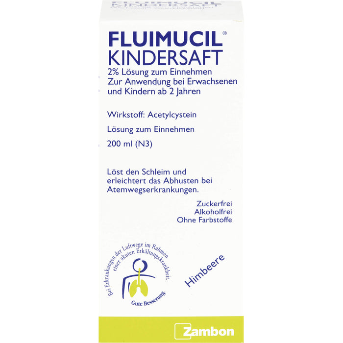 Fluimucil Kindersaft 2% Lösung bei erkältungsbedingter Bronchitis, 200 ml Solution