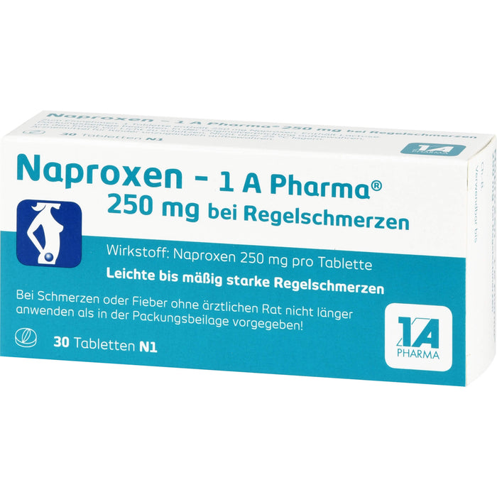 Naproxen - 1 A Pharma 250 mg Tabletten bei Regelschmerzen, 30 pc Tablettes