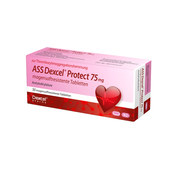 ASS Dexcel Protect 75 mg Tabletten bei Herz-Kreislauf-Erkrankungen, 50 pcs. Tablets