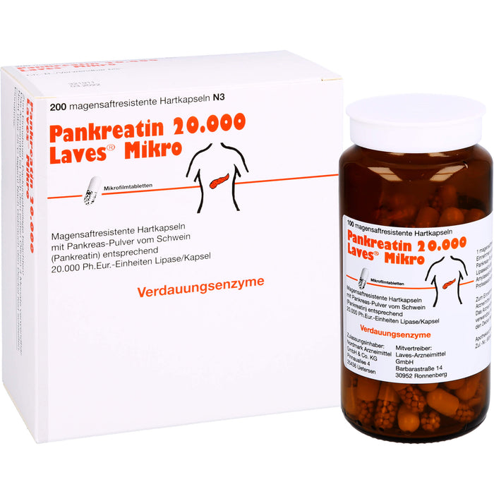 Pankreatin 20.000 Laves Mikro Hartkapseln Verdauungsenzyme, 200 pcs. Capsules