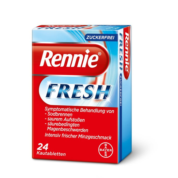 Rennie Fresh zuckerfrei Kautabletten bei Sodbrennen, 24 pc Tablettes