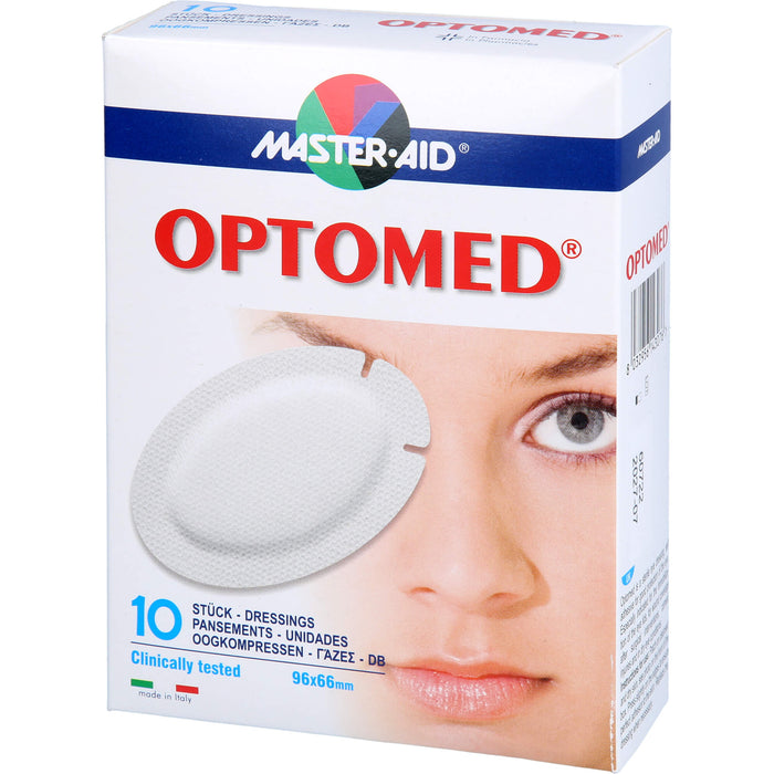 OPTOMED Augenkompresse selbstklebend steril, 10 pc Compresses