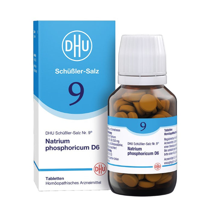 DHU Schüßler-Salz Nr. 9 Natrium phosphoricum D6 – Das Mineralsalz des Stoffwechsels – das Original – umweltfreundlich im Arzneiglas, 200 St. Tabletten