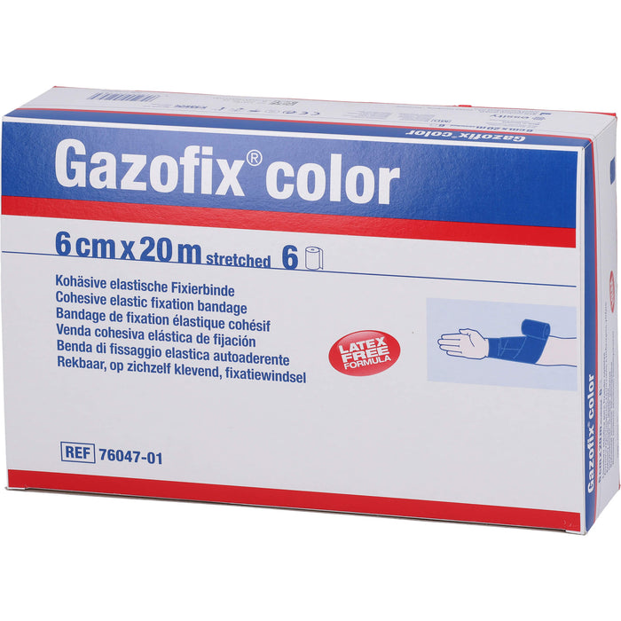 Gazofix color kohäsive Fixierbinde blau 20m x 6cm, 6 St BIN