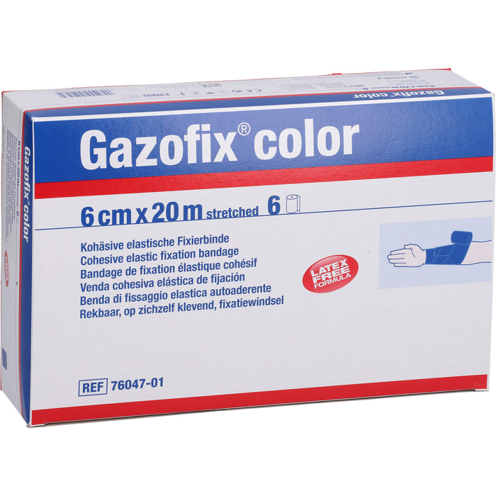 Gazofix color kohäsive Fixierbinde blau 20m x 6cm, 6 St BIN