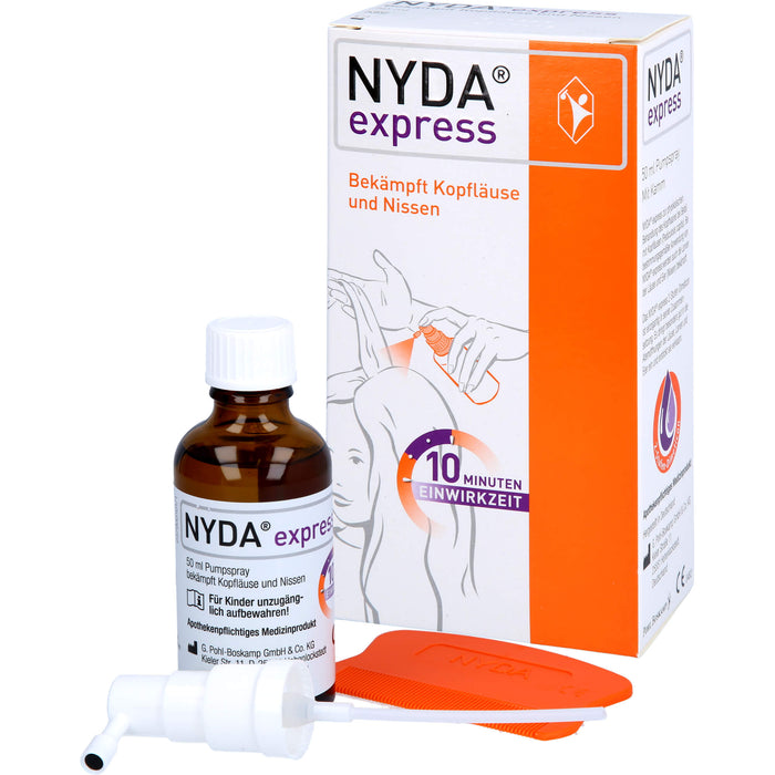 NYDA express Pumpspray bekämpft Kopfläuse und Nissen, 50 ml Solution