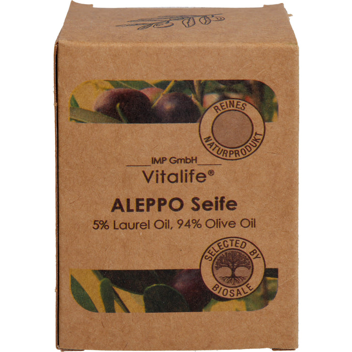Vitalife Aleppo Seife zur Reinigung und Pflege von sensibler und trockener Haut, 1 St. Seifenstück