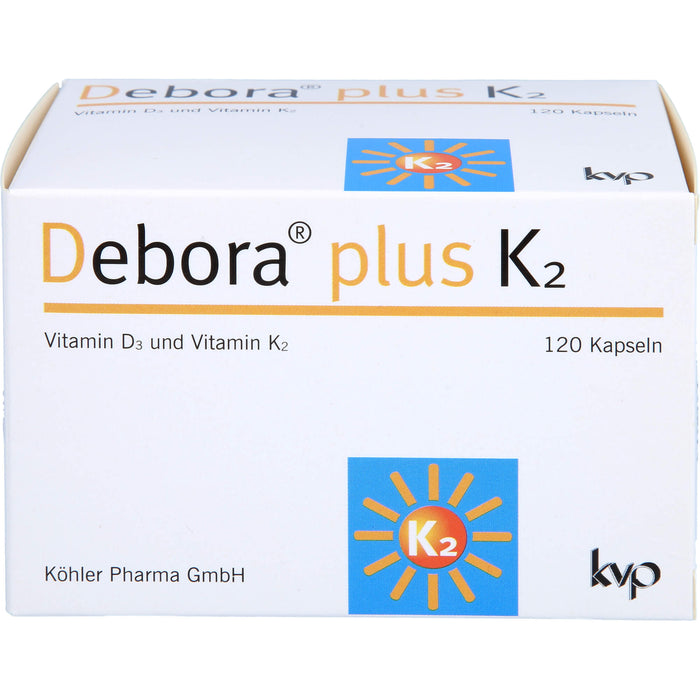 Debora plus K2 Vitamin D3 und Vitamin K2 Kapseln, 120 pc Capsules
