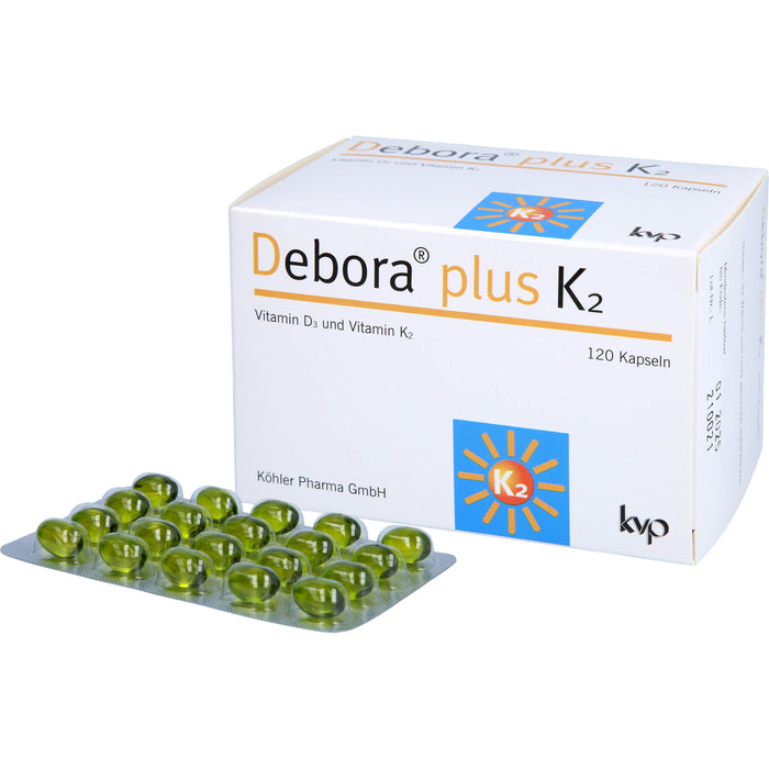 Debora plus K2 Vitamin D3 und Vitamin K2 Kapseln, 120 pc Capsules