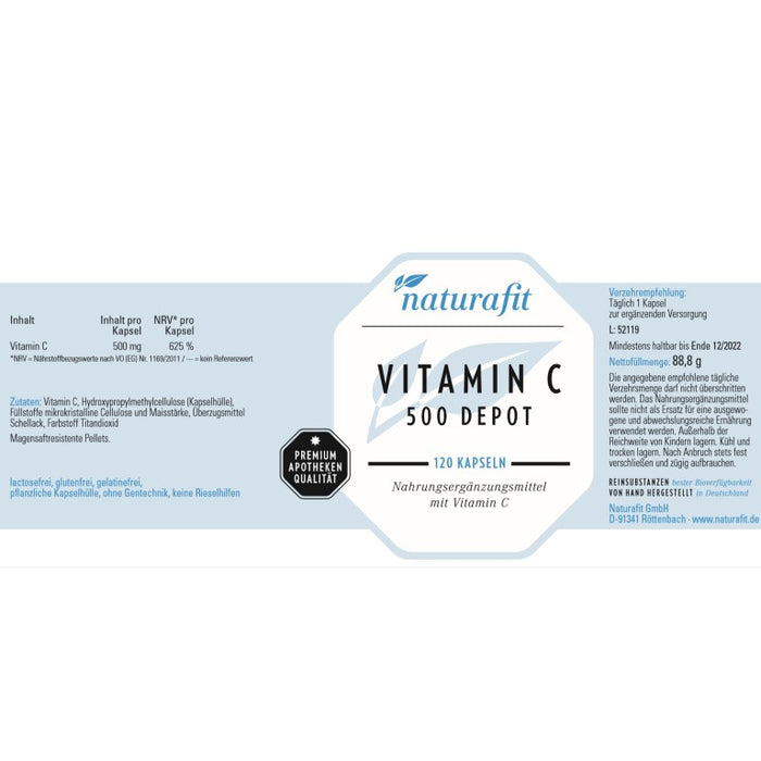 naturafit Vitamin C 500 Depot Kapseln, 120 pc Capsules