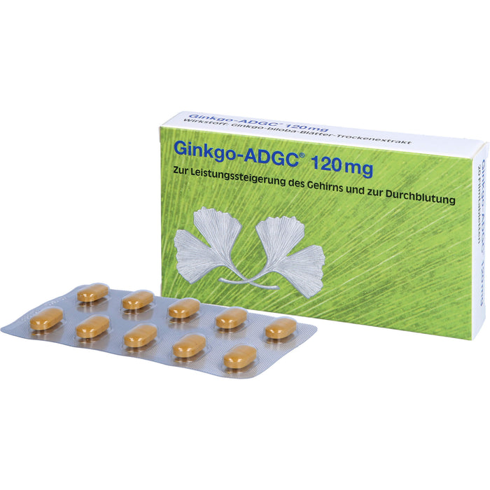 Ginkgo-ADGC 120 mg Filmtabletten zur Leistungssteigerung des Gehirns und zur Durchblutung, 20 pc Tablettes