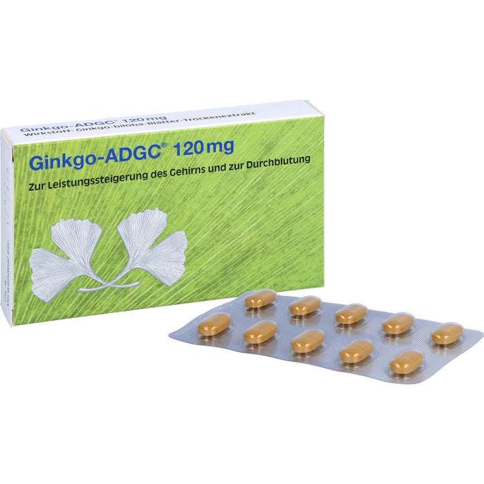 Ginkgo-ADGC 120 mg Filmtabletten zur Leistungssteigerung des Gehirns und zur Durchblutung, 20 pc Tablettes