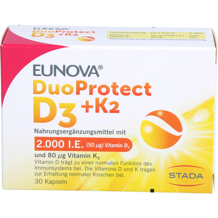 EUNOVA DuoProtect D3+K2 2000 I.E./80 µg Kapseln, 30 pcs. Capsules