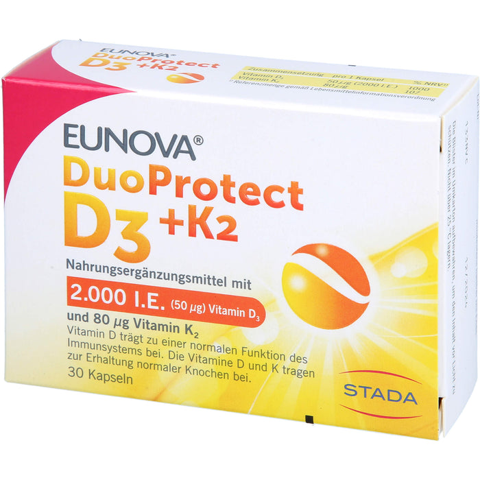 EUNOVA DuoProtect D3+K2 2000 I.E./80 µg Kapseln, 30 pcs. Capsules