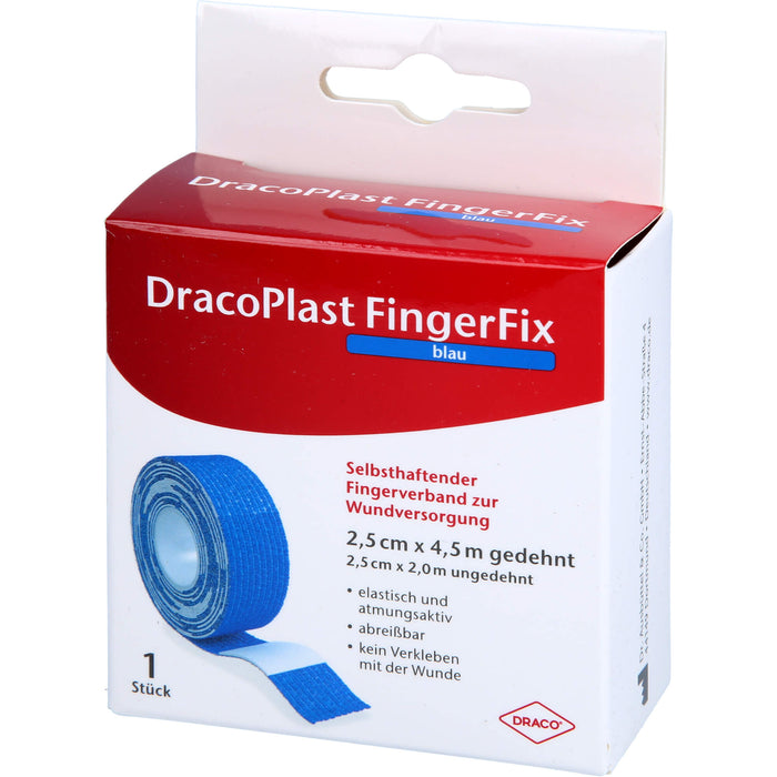 DracoPlast FingerFix 2,5cmx4,5m blau m. Wundk., 1 pc Pansement
