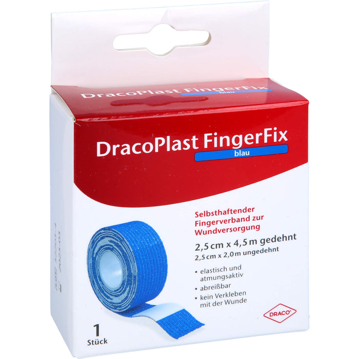 DracoPlast FingerFix 2,5cmx4,5m blau m. Wundk., 1 pc Pansement