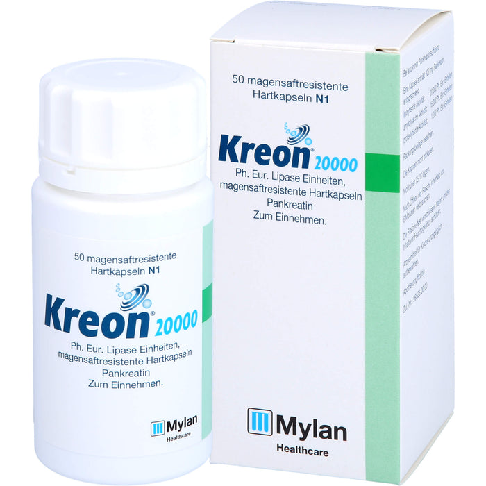 Kreon 20 000 Ph.Eur. Lipase Einheiten Hartkapseln bei einer exokrinen Pankreasinsuffiziens, 50 pc Capsules
