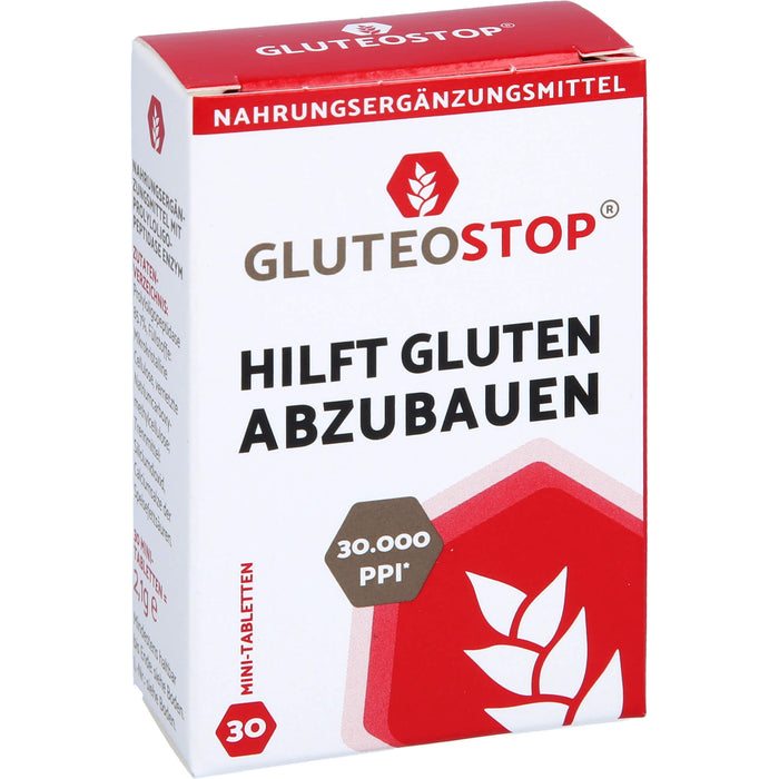 GluteoStop Minitabletten zur Unterstützung des Abbaus von Gluten in einer glutenarmen Ernährung, 30 pc Tablettes