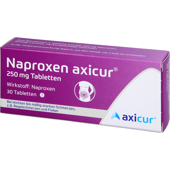 Naproxen axicur 250 mg Tabletten bei Schmerzen oder Fieber, 30 pc Tablettes