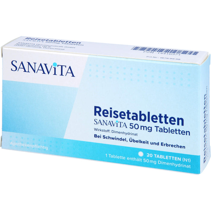 Reisetabletten Sanavita 50 mg Tabletten, 20 pcs. Tablets
