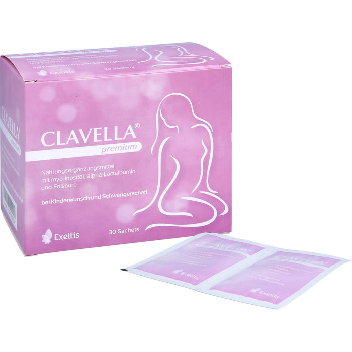 CLAVELLA premium bei Kinderwunsch und Schwangerschaft Sachets, 30 pcs. Sachets