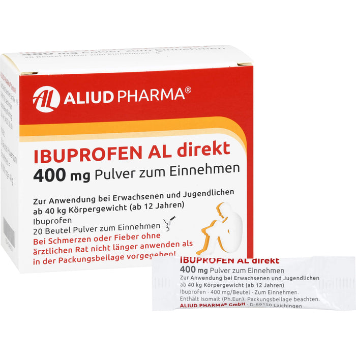 AL Ibuprofen direkt 400 mg Pulver bei Schmerzen und Fieber, 20 St. Pulver