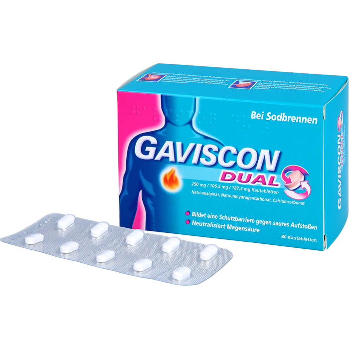 GAVISCON Dual Kautabletten bei Sodbrennen, 80 pc Tablettes