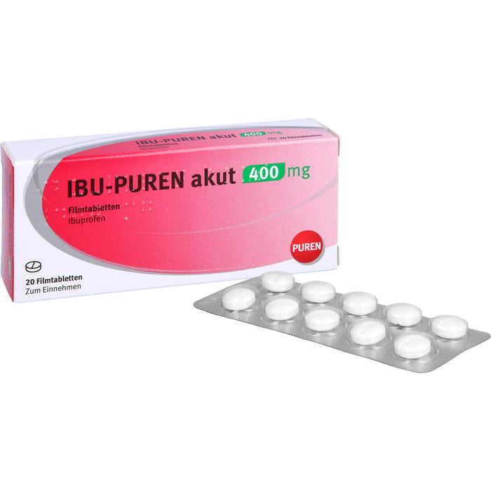 PUREN Ibu akut 400 mg Filmtabletten bei Schmerzen und Fieber, 20 pc Tablettes