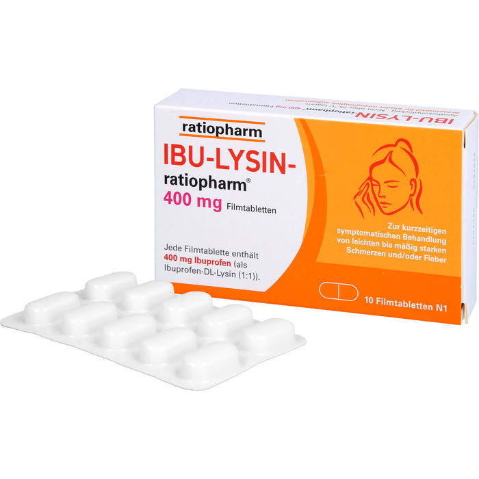 Ibu-Lysin-ratiopharm 400 mg Filmtabletten bei Schmerzen und Fieber, 10 pcs. Tablets