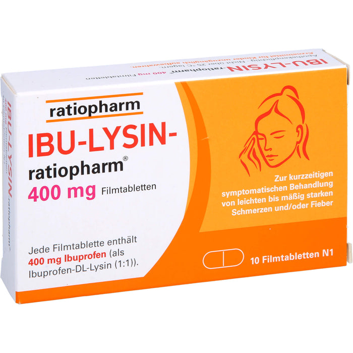 Ibu-Lysin-ratiopharm 400 mg Filmtabletten bei Schmerzen und Fieber, 10 pcs. Tablets