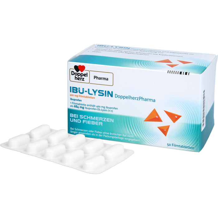 Doppelherz Pharma Ibu Lysin 400 mg Filmtabletten bei Schmerzen und Fieber, 50 St. Tabletten