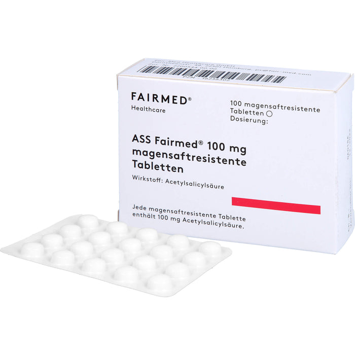 ASS Fairmed 100 mg Tabletten zur Verringerung der Entstehung von Blutgerinseln, 100 pc Tablettes