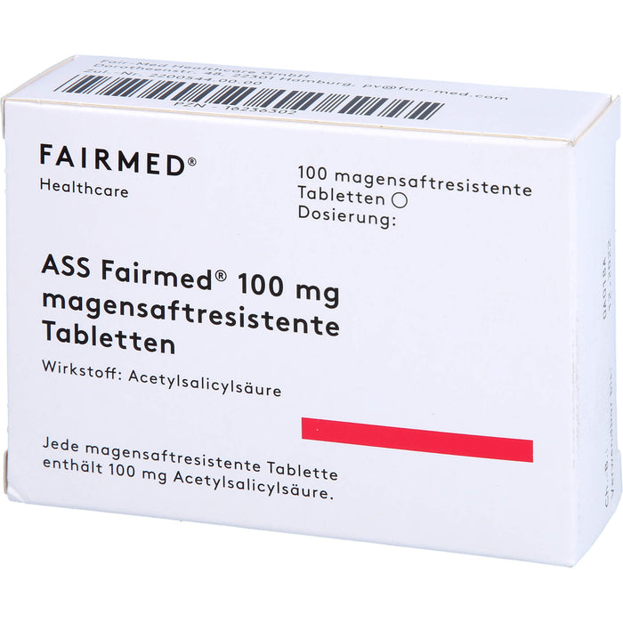 ASS Fairmed 100 mg Tabletten zur Verringerung der Entstehung von Blutgerinseln, 100 pcs. Tablets