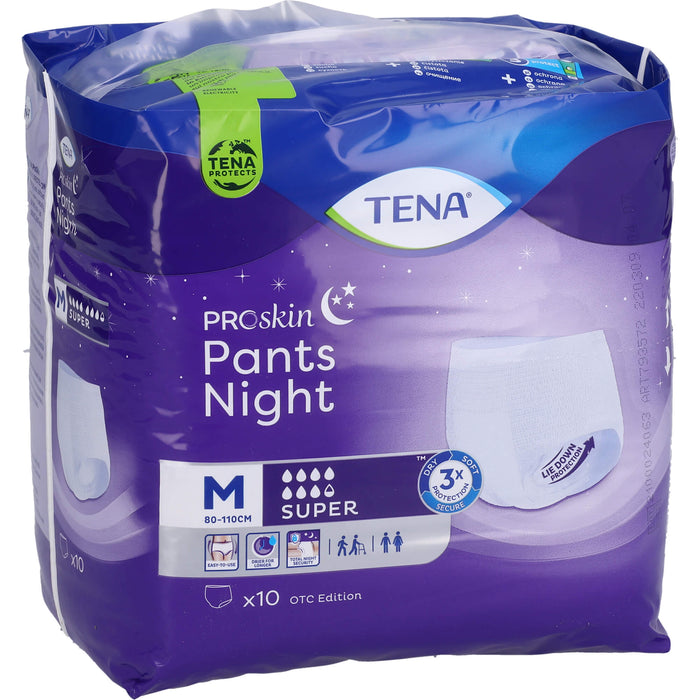 TENA Pants Night Super M Unisex Einweghosen für die Nacht bei Inkontinenz, 10 pc Pantalons à couches