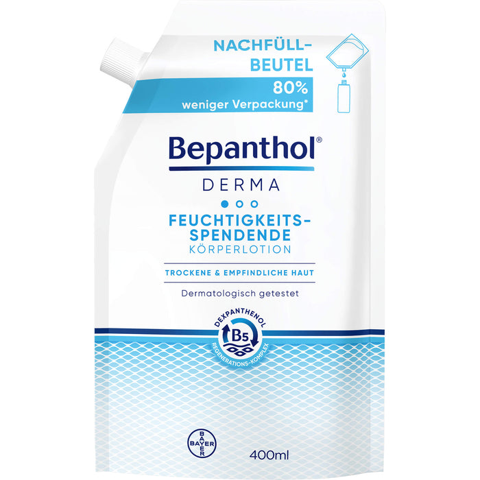 Bepanthol Derma feuchtigkeitsspendende Körperlotion für empfindliche und trockene Haut, 400 ml Cream