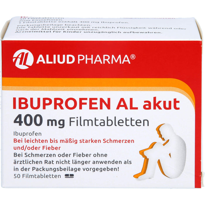 Ibuprofen AL akut 400 mg Filmtabletten bei leichten bis mäßig starken Schmerzen und Fieber, 50 pc Tablettes