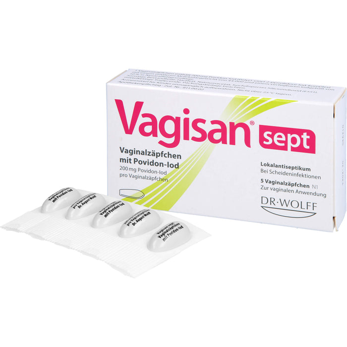 Vagisan sept Vaginalzäpfchen mit Povidon-Iod bei Scheideninfektionen, 5 pc Suppositoires
