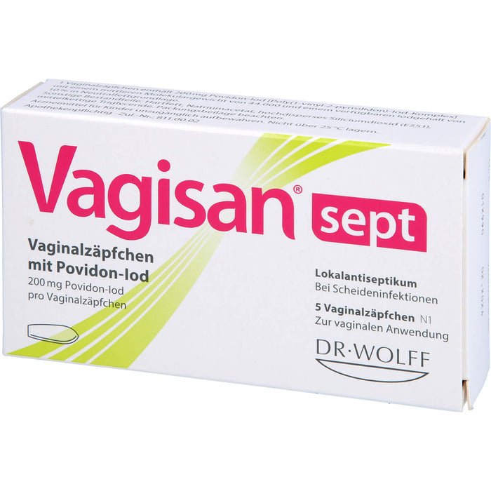 Vagisan sept Vaginalzäpfchen mit Povidon-Iod bei Scheideninfektionen, 5 pc Suppositoires