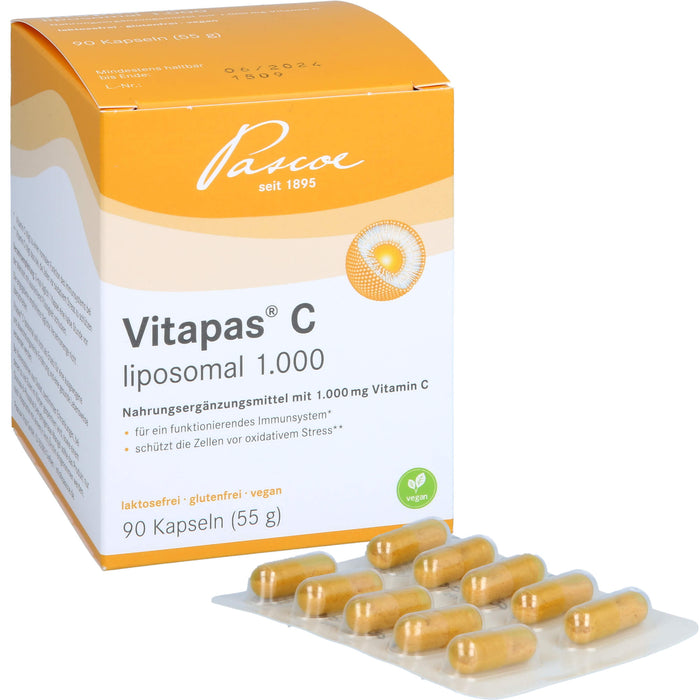 Vitapas C liposomal 1.000 Kapseln schützt die Zellen vor oxidativem Stress, 90 pcs. Capsules